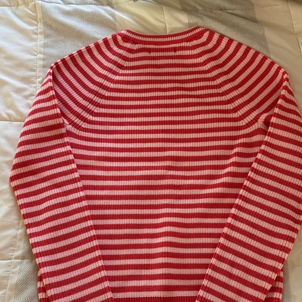 Banana Republic Red and Pink Striped Crewneck Sweater - Picture 3 of 5